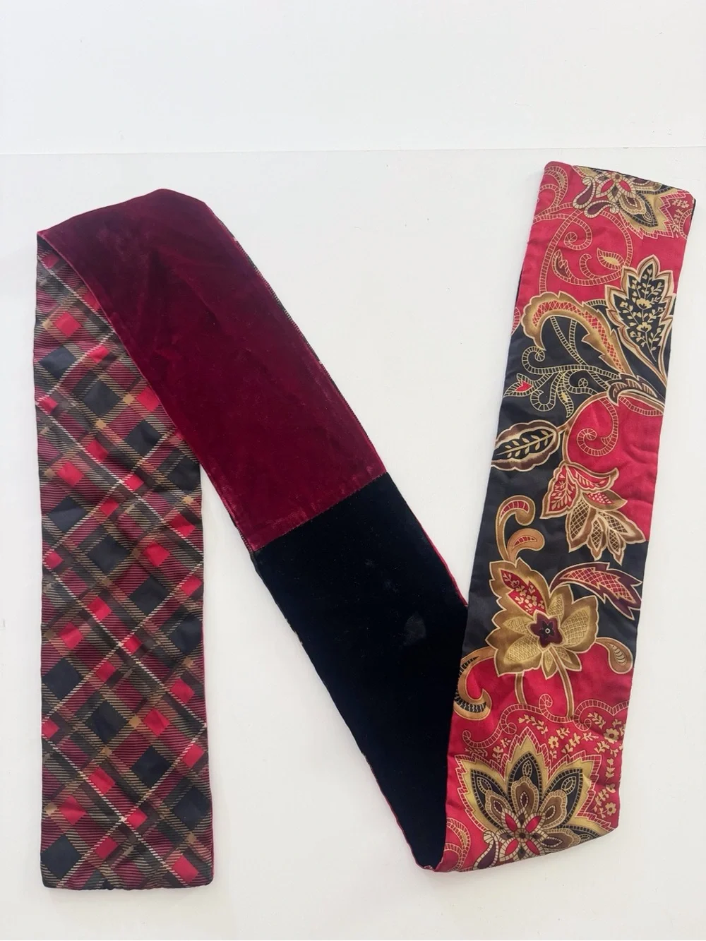 Silk Velvet Mixed-Pattern Reversible Scarf